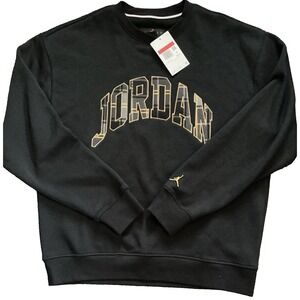 JORDAN BRAND Crew Neck Sweatshirt  Black Embroidered DV1574-010 Men's Size XL